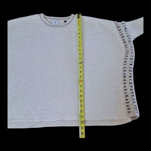 CAbi Slip Stitch Sweater S Oversized Chunky Knit Tunic Lagenlook Pullover Cream - Picture 9 of 16